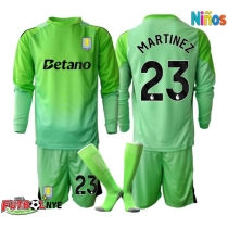Camiseta Aston Villa Emiliano Martinez #23 Portero Visitante Equipación para niños 2025-26 manga larga (+ pantalones cortos)